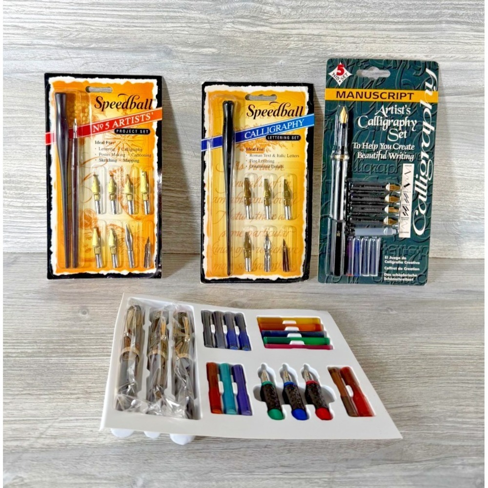 Sheaffer Calligraphy Kit Speedball Manuscript Sets Ink Nibs Pens Lot Artist New